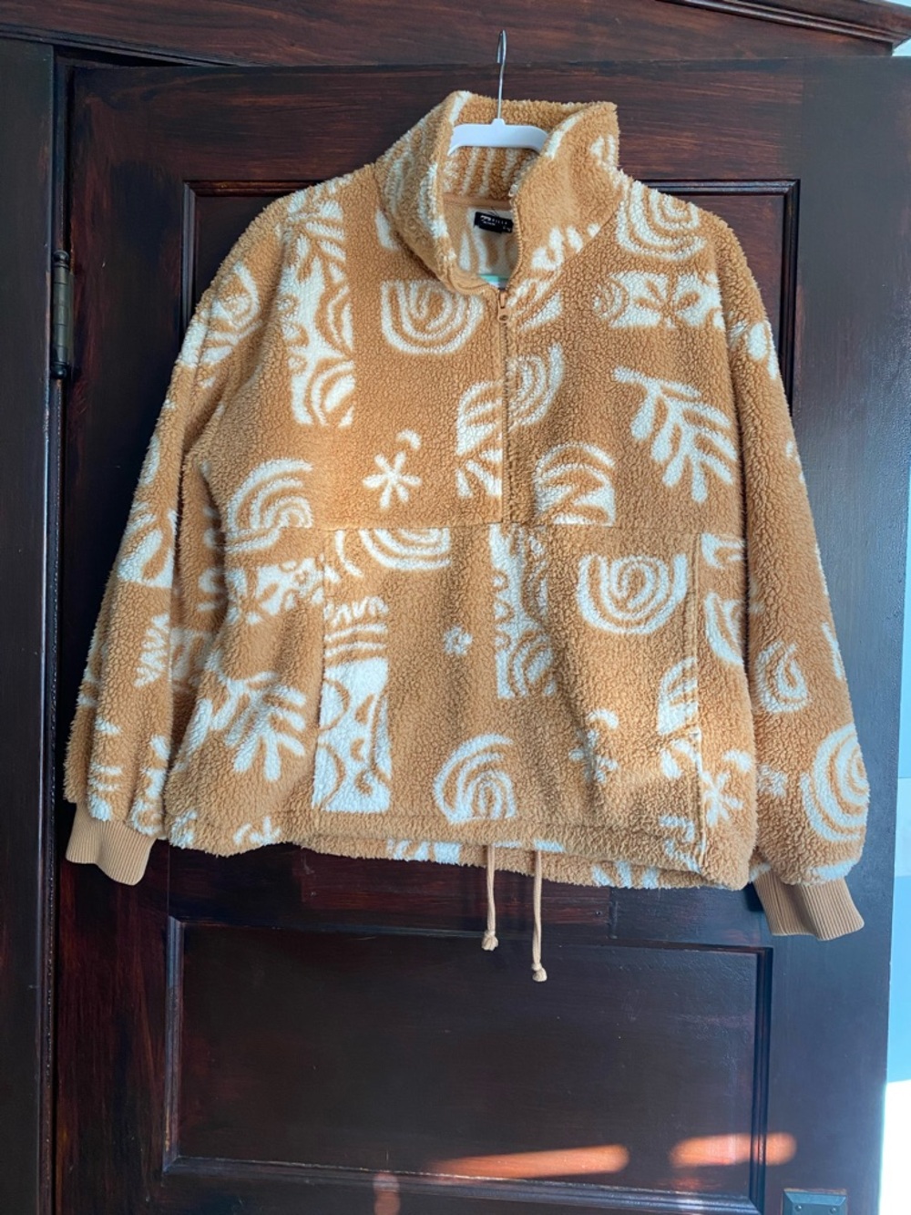 Billabong Cozy Shore Sherpa Fleece 1/4 Zip Pullover Tribal Print XL